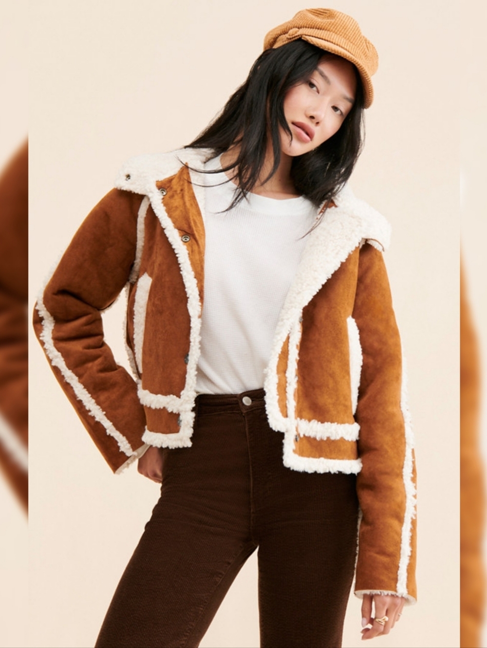 Free People We The Free Vegan Exchange Shearling Jacket Tan Women's
